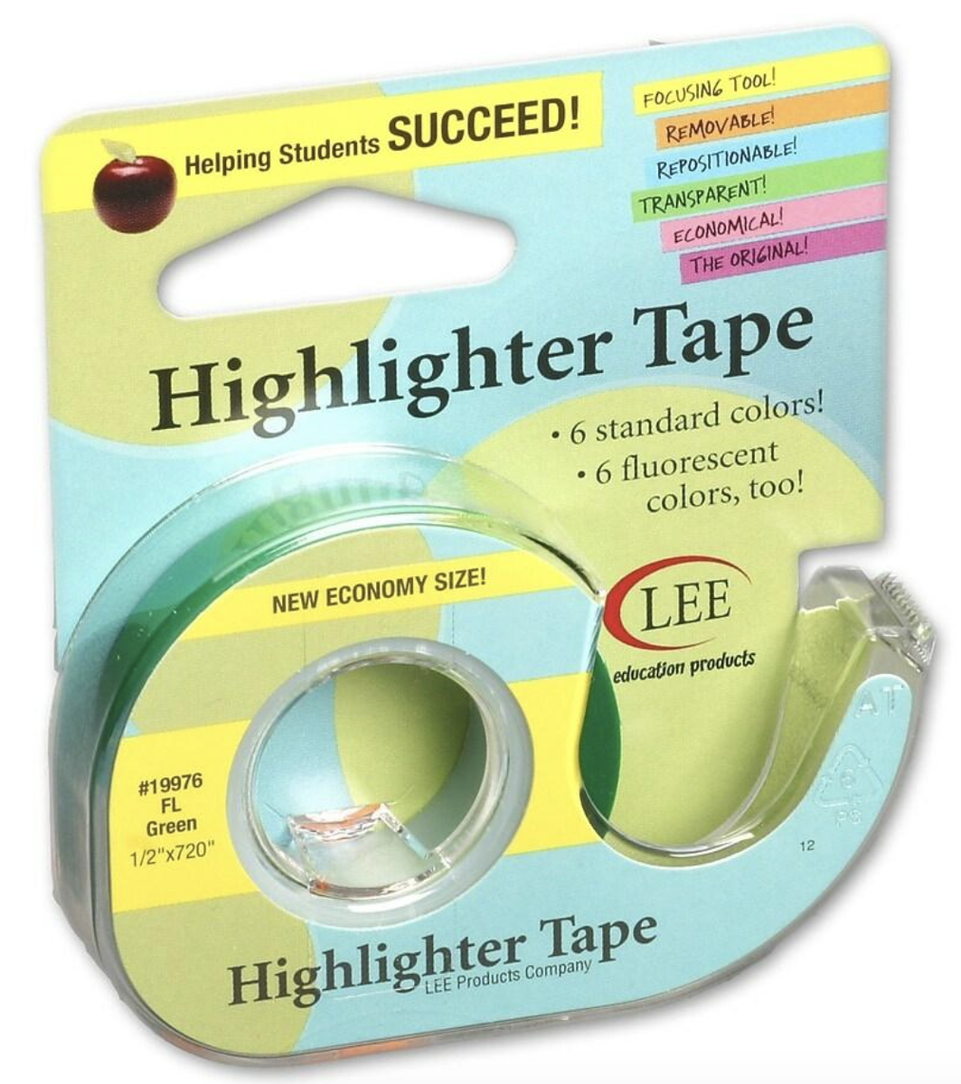 Highlighter Tape in Dispenser, 1/2