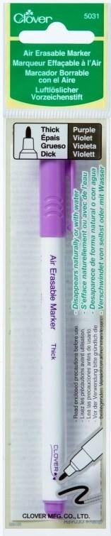 Clover 5031 Thick Air Erasable Marker - Purple, Disappears In 4-14 Days, Ideal For Quilting And Sewing