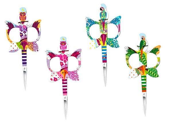Bohin Embroidery Owl & Parrot Scissors, 10cm (Blade: 2cm), Assorted Co ...