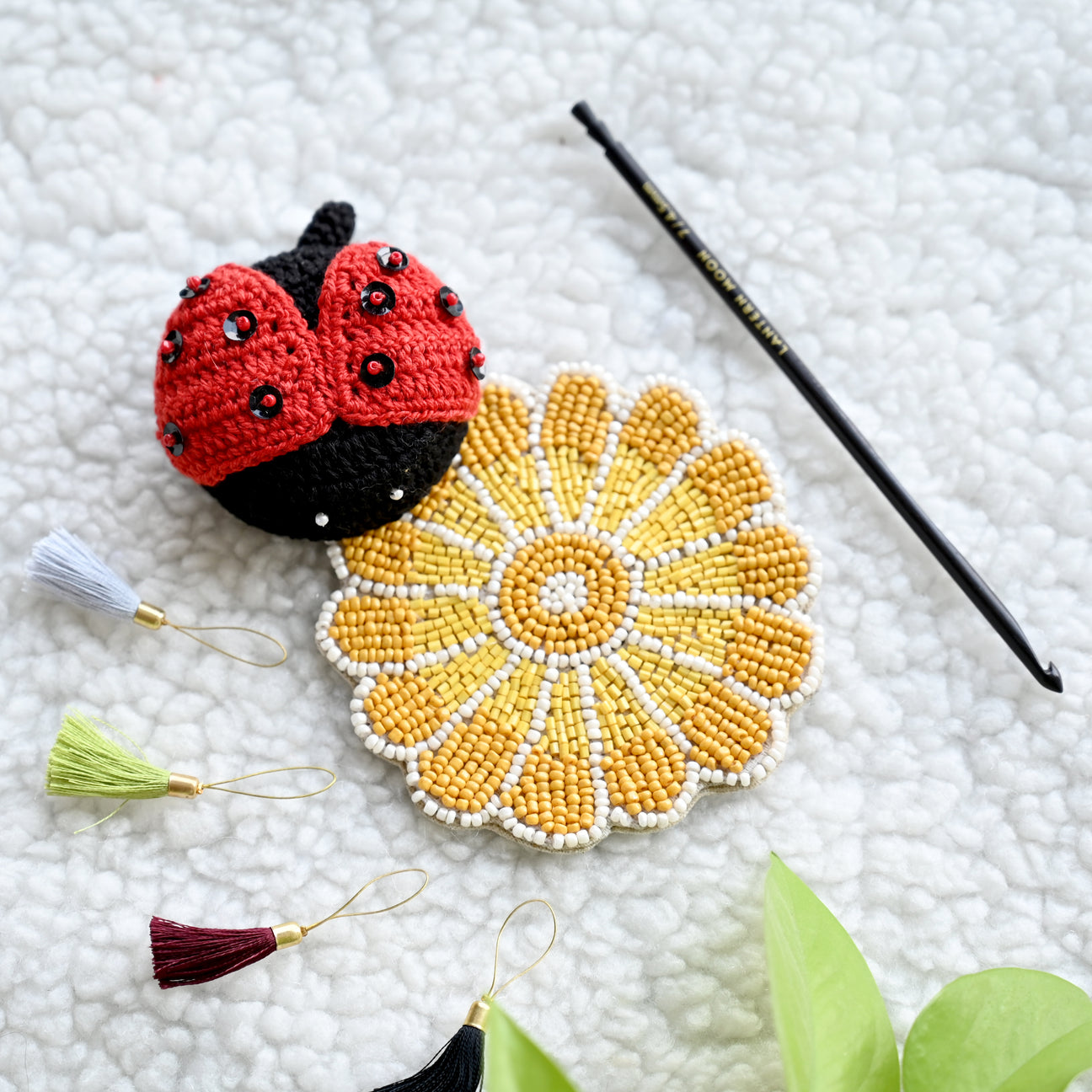 Lantern Moon Woolly Sheep Tape Measure - Retractable, 5-Foot, Crocheted Casing, Metric & Imperial